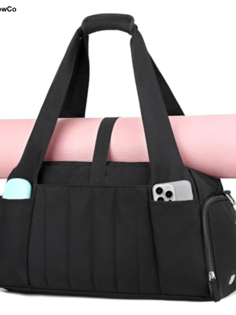 Women's Gym Bag with Yoga Mat Holder, Travel Duffel, Water-Resistant Polyester,